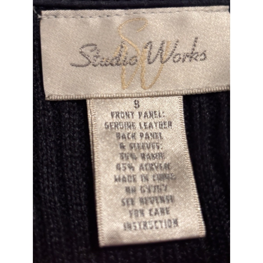Big Studio Works Small Women's Leather Patchwork Blue Gray Full Zip Whipstitch - Picture 9 of 10